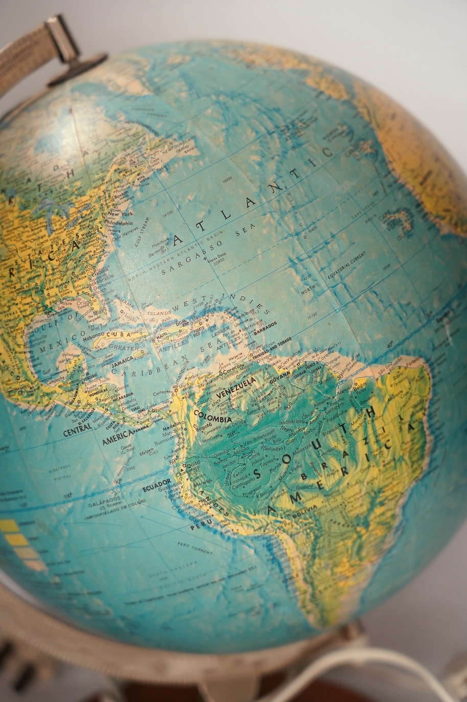 An illuminated 1970s Scan-Globe A/S, Denmark, on stand, 30cm diameter. Condition - fair.